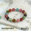 Kleurrijke toermalijn kralen armband met gouden tussenstukken modieuze hand sieraden - Veelkleurige natuurlijke kralen (BR2205-L) / 10mm