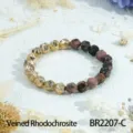 Gefacetteerde rhodochrosiet goud vulkanische steen kralen stretch armband sieraden. - Geaderde Rhodochrosiet Stiksel Stijl (BR2207-C)