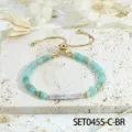 Bracelet en pierres précieuses vertes avec perle baroque et chaîne dorée réglable - Bracelet Amazonite(SET0455)