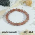 Strawberry quartz crystal beaded bracelet, elegant faceted gemstone jewelry for women. - Strawberry Quartz Style (BR2191-A)