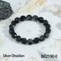 Gefacetteerde zilveren obsidiaan kralen armband minimalistische natuurlijke kristal - Zilverobsidiaan (BR2190-E)