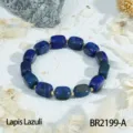 Natural lapis lazuli irregular block gemstone bracelet chic minimalist gold bead jewelry for women - Irregular Square / Lapis Lazuli (BR2199-A)