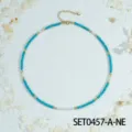 Turquoise Faux Pearl Beaded Spliced Fine Necklace Choker Variant Style Elegant Jewelry - Turquoise Necklace (SET0457-A-NE)