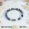Faceted blue vein stone bead bracelet with gold spacers vintage style ins aesthetic jewelry - Blue Vein Stone Style (BR2196-A)