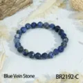 Facetgeslepen blauwe edelsteenkralen armband, elegant stretchontwerp voor dagelijks gebruik. - Binnenomtrek 16-17cm (Kralendiameter 8mm) / Blauwe Ader Steen (BR2192-C)