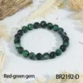Retro gefaseerde edelsteen kraal armband, stijlvolle elastische sieraden voor dames dagelijks. - Binnenomtrek 16-17cm (Kralendiameter 8mm) / Robijn in Zoisiet (BR2192-D)