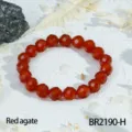 Gefacetteerde rode achaat kraal armband voor dames, vintage minimalistische edelsteen sieraden - Rode Agaat (BR2190-H)