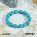 Turquoise stone square bead bracelet for women, simple stacked fashion jewelry wrist accessory - Irregular Square / Turquoise (BR2199-D)