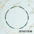 Handmade beaded choker necklace featuring green stones and pearls with gold spacers for women. - Ruby Zoisite Necklace (SET0457-B-NE)