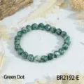 Groene punt gefacetteerd kraalarmband, elegante elastische steenarmband voor dames. - Binnenomtrek 16-17cm (Kralendiameter 8mm) / Groene Stip (BR2192-E)