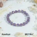Retro purple amethyst faceted gemstone beaded bracelet with gold spacers for women vintage jewelry - Amethyst Style (BR2196-C)