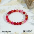Gefacetteerde roze agaat kralen armband elegante elastische halfedelsteen sieraden voor dames - Roze Agaat (BR2193-C)