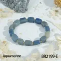 Blue natural gemstone square bead bracelet with gold spacer beads, minimalist chic style. - Irregular Square / Aquamarine (BR2199-E)