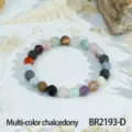 Multicolor chalcedoon gefacetteerde kralen elastische armband voor dames dagelijkse sieraden - Meerkleurige Chalcedoon (BR2193-D)