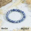 Blauwe Stip steen kralen armband, retro meerlaagse elastische edelsteen stretch armband voor dames. - Binnenomtrek 16-17cm (Kralendiameter 8mm) / Blauwe Stip (BR2192-F)