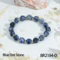 Gefacetteerde blauwe steen edelsteen armband met goudkleurige metalen spacers, sieraden. - Blauwe Stip Steen Stijl (BR2194-D)