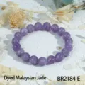 Paarse ronde kraal stretch armband met geverfde maleisische jade stenen voor dames dagelijks - Donkerpaars