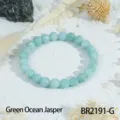 Faceted green ocean jasper gemstone bead bracelet minimalist chic stacking jewelry for women - Green Ocean Jasper Style (BR2191-G)