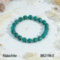 Vintage malachite stone faceted bead bracelet with gold spacer beads for women stackable jewelry. - Malachite Style (BR2196-E)