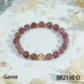 Facet garnet beaded bracelet with golden accent beads variant stylish vintage jewelry accessory - Garnet