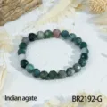 Mooie gefaseerde Indische Agaat Kralen Armband van natuursteen met elastisch koord. - Binnenomtrek 16-17cm (Kralendiameter 8mm) / Indische Agaat (BR2192-G)