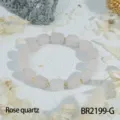 Rose quartz square bead bracelet with gold spacer beads, minimalist elegant wrist jewelry. - Irregular Square / Rose Quartz (BR2199-G)