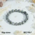 Vintage map stone beaded bracelet, faceted gray gemstone healing energy jewelry for women daily wear. - Map Stone Style (BR2196-F)
