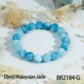Blauwe geverfde maleisische jade kralen stretch armband vintage boho mode sieraden - Bewolkt hemelsblauw