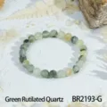 Stijlvolle groene rutielkwarts gefacet kralenarmband, edelsteen stretcharmband variant. - Groene Rutilated Kwarts (BR2193-G)