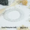 Faceted white beaded bracelet natural stone crystal jewelry elegant style daily wear fashion - Malaysian Jade White Style (BR2191-I)