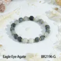 Faceted Eagle Eye Agate gemstone beaded bracelet with gold spacers, stylish vintage stackable jewelry. - Eagle Eye Agate Style (BR2196-G)