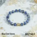 Faceted blue dot stone beaded bracelet with golden spacer beads for women fashion jewelry. - Blue Spot Stone