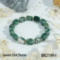 Green dot stone square beaded bracelet with gold spacer beads, minimalist stackable wrist jewelry. - Irregular Square / Green Dot Stone (BR2199-I)