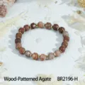 Faceted wood patterned agate gemstone bracelet with metallic spacers for vintage jewelry stacking. - Wood Patterned Agate Style (BR2196-H)