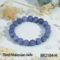 Paarse kraal stretch armband met geverfde Maleisische jade stenen voor vintage dagelijkse look. - Blauwpaars