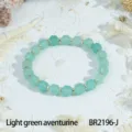 Light green aventurine gemstone beaded bracelet with gold spacer beads, faceted minimalist jewelry. - Green Aventurine Style (BR2196-J)