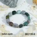 Natural irregular gemstone block beaded bracelet for women, minimalist daily stacking jewelry - Irregular Square / Indian Agate (BR2199-K)