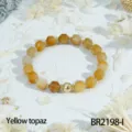Faceted yellow topaz beaded bracelet with metallic spacer beads vintage style elegant wrist jewelry - Topaz