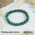 Gefacetteerd groen edelsteen kralen elastische armband, stijlvolle minimalistische retro sieraden. - Binnenomtrek 16-17cm (Kralendiameter 8mm) / Kostbare Groene Steen (BR2192-L)