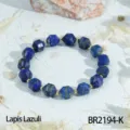 Facetteerde lapis lazuli kralen armband met gouden accenten voor stijlvol dames juweel. - Lapis Lazuli Stijl (BR2194-K)