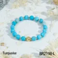 Blue turquoise faceted beaded bracelet with gold accent bead elegant daily wear jewelry piece - Blue Howlite