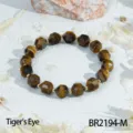 Facet Tijeroog edelsteen kralen armband met gouden tussenkralen voor dames elegante stijl - Tijgeroog Stijl (BR2194-M)