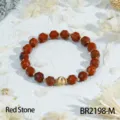 faceted red stone bracelet with metallic gold beads elegant fashion daily jewelry - Red Unakite