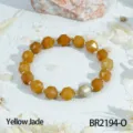Gefacetteerde gele jade edelsteen kralen armband met gouden afstandhouders voor dames. - Gele Jade Stijl (BR2194-O)