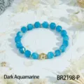 Blue faceted gemstone beaded bracelet with gold accent bead elegant vintage wrist jewelry for women - Dark Aquamarine