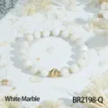 Cross-border niche vintage faceted white gemstone beaded bracelet with elegant gold metal accent - White Jade
