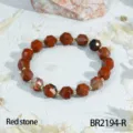 Gekleurde rode steen kraal armband edelsteen sieraden minimalistisch chic accessoire - Rode Steen Stijl (BR2194-R)