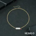 Gold tone copper MAMA letter pendant necklace with red heart charm stylish clavicle chain - MAMA Letter Style (NE2682-D)