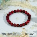 Rosé rode tijgeroog edelsteen kralen armband voor heren en dames minimalistische sieraden - Roze Tijgeroog Stijl (BR2188-C) / Fuchsia Tijgeroog