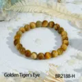 Gouden tijgerogen edelsteen kraal armband, natuurlijk halfedelsteen unisex sieraad. - Gouden Tijgeroog